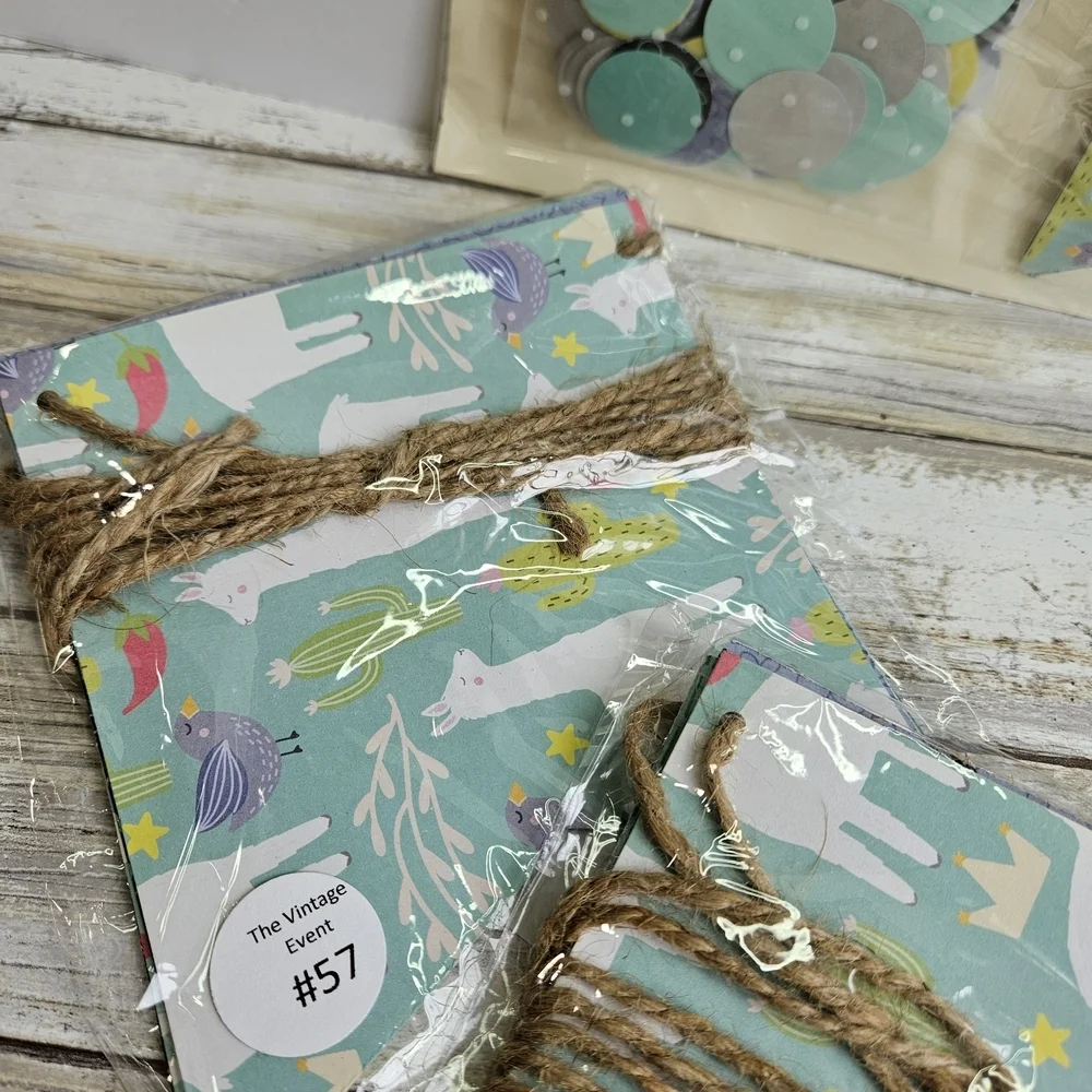 Mint Green and Grey LLAMA Party Decorations Set with Accents